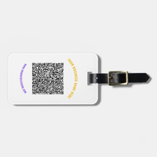 QR Code Aangepaste tekst Bagagelabel - Kies kleure (Voorkant horizontaal)