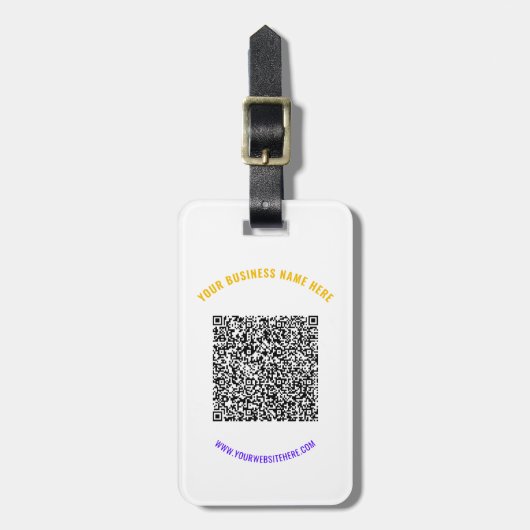 QR Code Aangepaste tekst Bagagelabel - Kies kleure (Voorkant verticaal)