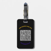 QR Code Aangepaste tekst Bagagelabel - Kies kleure (Achterkant verticaal)