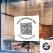 QR-code aangepaste tekst bedrijf raamsticker sjabl (Cafe Raam)