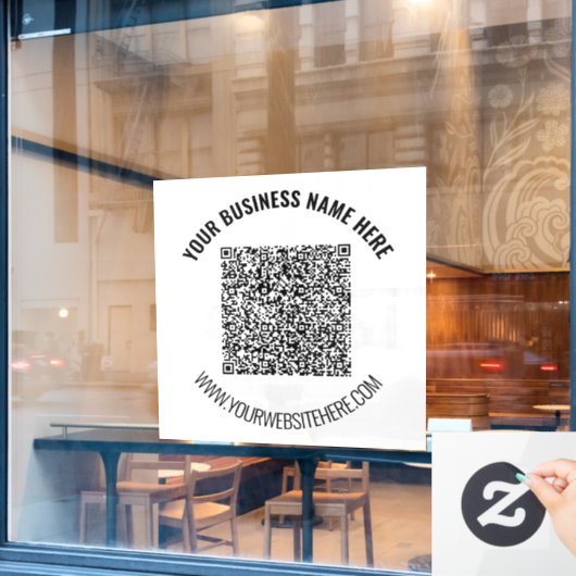 QR-code aangepaste tekst bedrijf raamsticker sjabl (Cafe Raam)