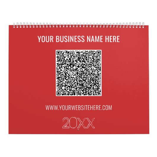 QR Code Aangepaste tekst Bedrijfskalender Uw kleur Kalender (Hoes)