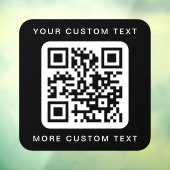 QR-code aangepaste tekst boven en onder zwart-wit Raamsticker (Vel 3)