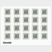 QR-code aangepaste tekst boven onderaan licht groe Vierkante Sticker (Vel)