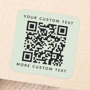 QR-code aangepaste tekst boven onderaan licht groe Vierkante Sticker