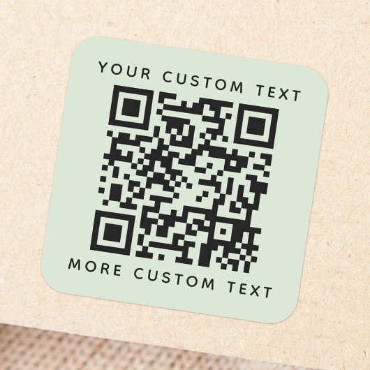 QR-code aangepaste tekst boven onderaan licht groe Vierkante Sticker