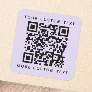 QR-code aangepaste tekst bovenaan paars licht Vierkante Sticker