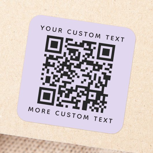 QR-code aangepaste tekst bovenaan paars licht Vierkante Sticker