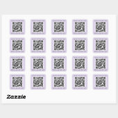QR-code aangepaste tekst bovenaan paars licht Vierkante Sticker (Vel)