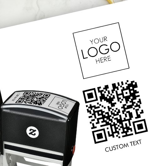QR Code Aangepaste Tekst Business Logo Gepersonali Zelfinktende Stempel