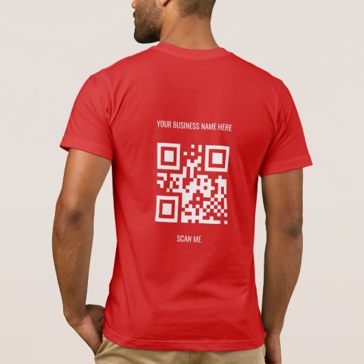 QR Code Aangepaste Tekst en Afbeelding Promotie T-shirt (Achterkant)