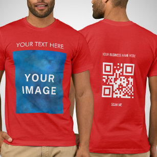 QR Code Aangepaste Tekst en Afbeelding Promotie T-shirt