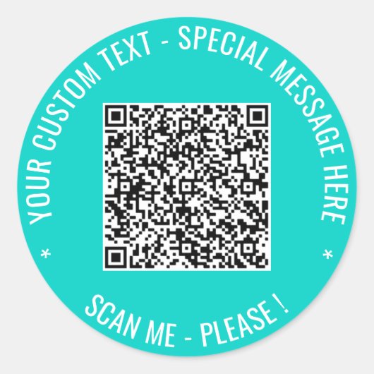 QR-code Aangepaste tekst en kleur Sticker Sjabloon (Voorkant)