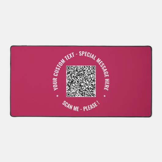 QR Code Aangepaste Tekst en Kleuren Desk Mat (Voorkant)
