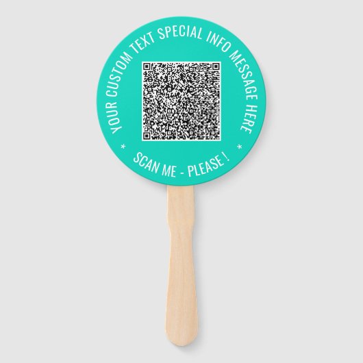 QR-code Aangepaste Tekst en Kleuren Handventilator Handwaaier (Achterkant)