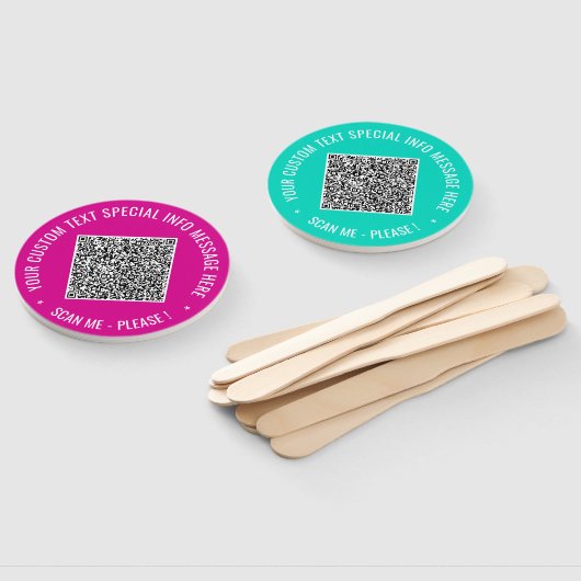 QR-code Aangepaste Tekst en Kleuren Handventilator Handwaaier (Niet-gemonteerd)