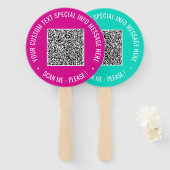 QR-code Aangepaste Tekst en Kleuren Handventilator Handwaaier (Voorkant en achterkant)