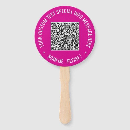QR-code Aangepaste Tekst en Kleuren Handventilator Handwaaier (Voorkant)