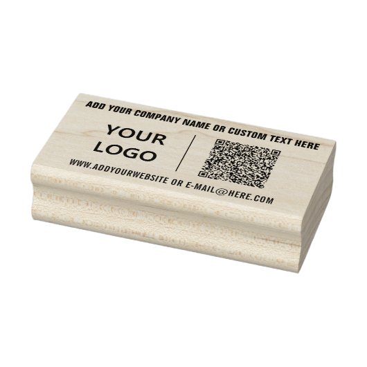 QR-code aangepaste tekst en logo rubber stempel vo (Stempel)