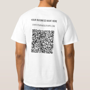 QR Code Aangepaste Tekst Gepersonaliseerd Zakelijk T-shirt