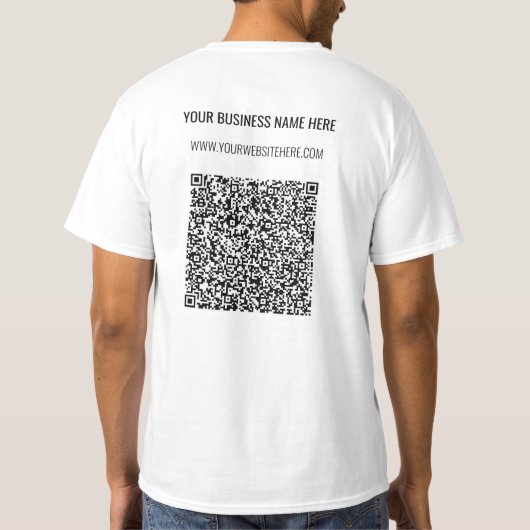 QR Code Aangepaste Tekst Gepersonaliseerd Zakelijk T-shirt (Achterkant)