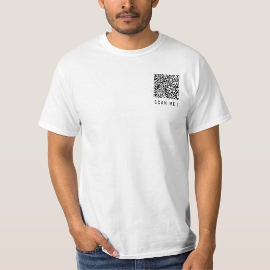 QR Code Aangepaste Tekst Gepersonaliseerd Zakelijk T-shirt (Voorkant)