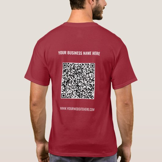 QR-code Aangepaste tekst Uw zakelijke T-shirt Sjab (Achterkant)