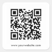 QR Code Aangepaste tekst Website Sjabloon Vierkante Sticker (Voorkant)