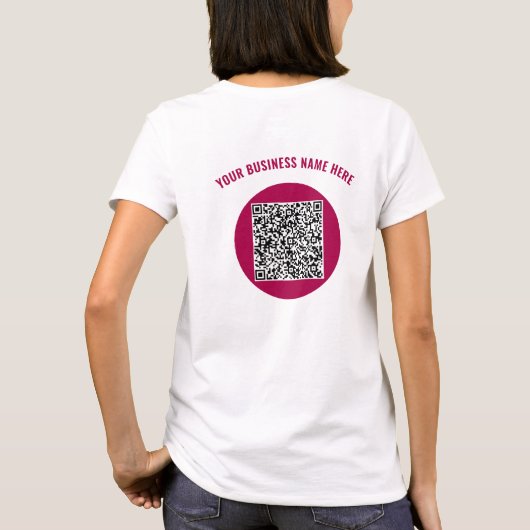 QR Code Aangepaste Tekst Zakelijk T-shirt Aangepas (Achterkant)