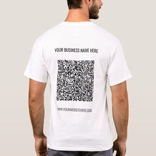 QR-code aangepaste tekst Zakelijke T-shirt Voorbee (Achterkant)