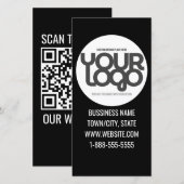 QR-code Aanpasbaar Modern Zwart Zakelijk Bedankkaart (Voorkant / Achterkant)