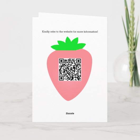 QR Code Aardbei Baby Meisje Baby shower (Achterkant)