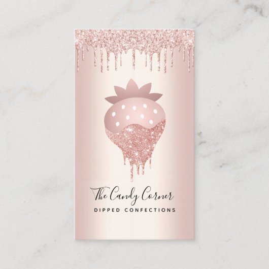 QR-code Aardbei Roos Gold Drip Confection Sweet Visitekaartje (Voorkant)