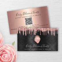 QR-code Aardbeien Roos Gold Drip Confection Black