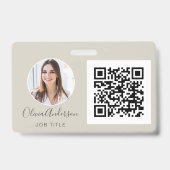 QR-code Aardetone Foto Zakelijke Kaart Badge (Voorzijde)