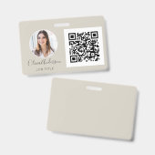 QR-code Aardetone Foto Zakelijke Kaart Badge (Voor- en achterkant)