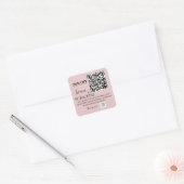 QR-code abonneren Roze blozen Vierkante Sticker (Envelop)