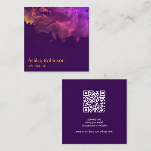 QR code abstract fluweel waterverf Visitekaartje (Voorkant / Achterkant)