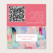 QR Code Abstract Gevouwen Visitekaartje  Roze (Buitenkant ongevouwen)