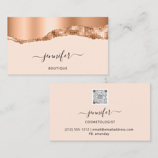 QR-code Abstract koperen streekdeeg Logo Visitekaartje (Voorkant / Achterkant)