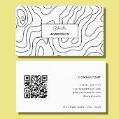 QR Code Abstract Lijnpatroon Monogram Wit Visitekaartje