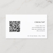 QR Code Abstract Lijnpatroon Monogram Wit Visitekaartje (Achterkant)