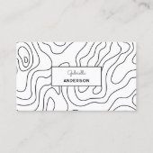 QR Code Abstract Lijnpatroon Monogram Wit Visitekaartje (Voorkant)