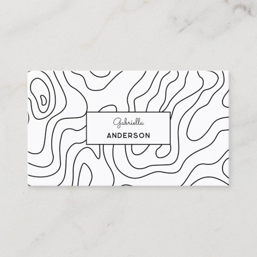 QR Code Abstract Lijnpatroon Monogram Wit Visitekaartje (Voorkant)