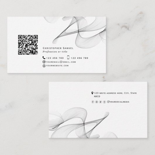 QR-code abstract modern netwerk, persoonlijk eenvo Visitekaartje (Voorkant / Achterkant)
