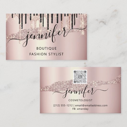 QR-code Abstract Online winkelen Roos Gold Drivers Visitekaartje (Voorkant / Achterkant)