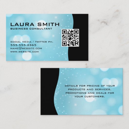 QR-code / Abstract Visitekaartje met blauwe bok (Voorkant / Achterkant)