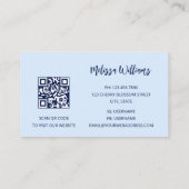 QR-code | Abstracte Art Blue Waterverf Visitekaartje (Achterkant)