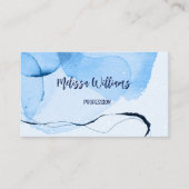 QR-code | Abstracte Art Blue Waterverf Visitekaartje (Voorkant)