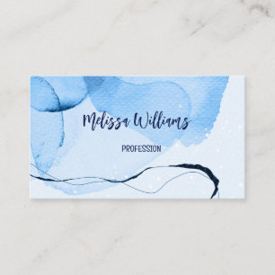 QR-code   Abstracte Art Blue Waterverf Visitekaartje